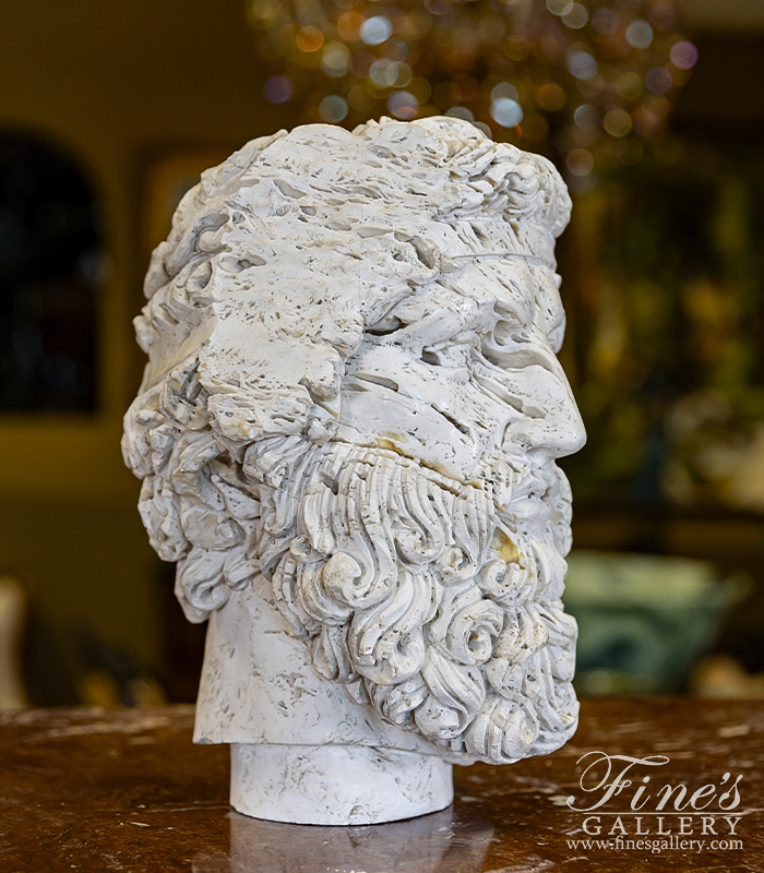 Marble Statues  - Dionysus Wine God Bust In Italian Ivory Travertine - MBT-461